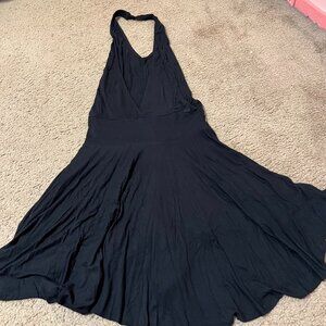 Black Halter Neck Flowy Maxi Dress